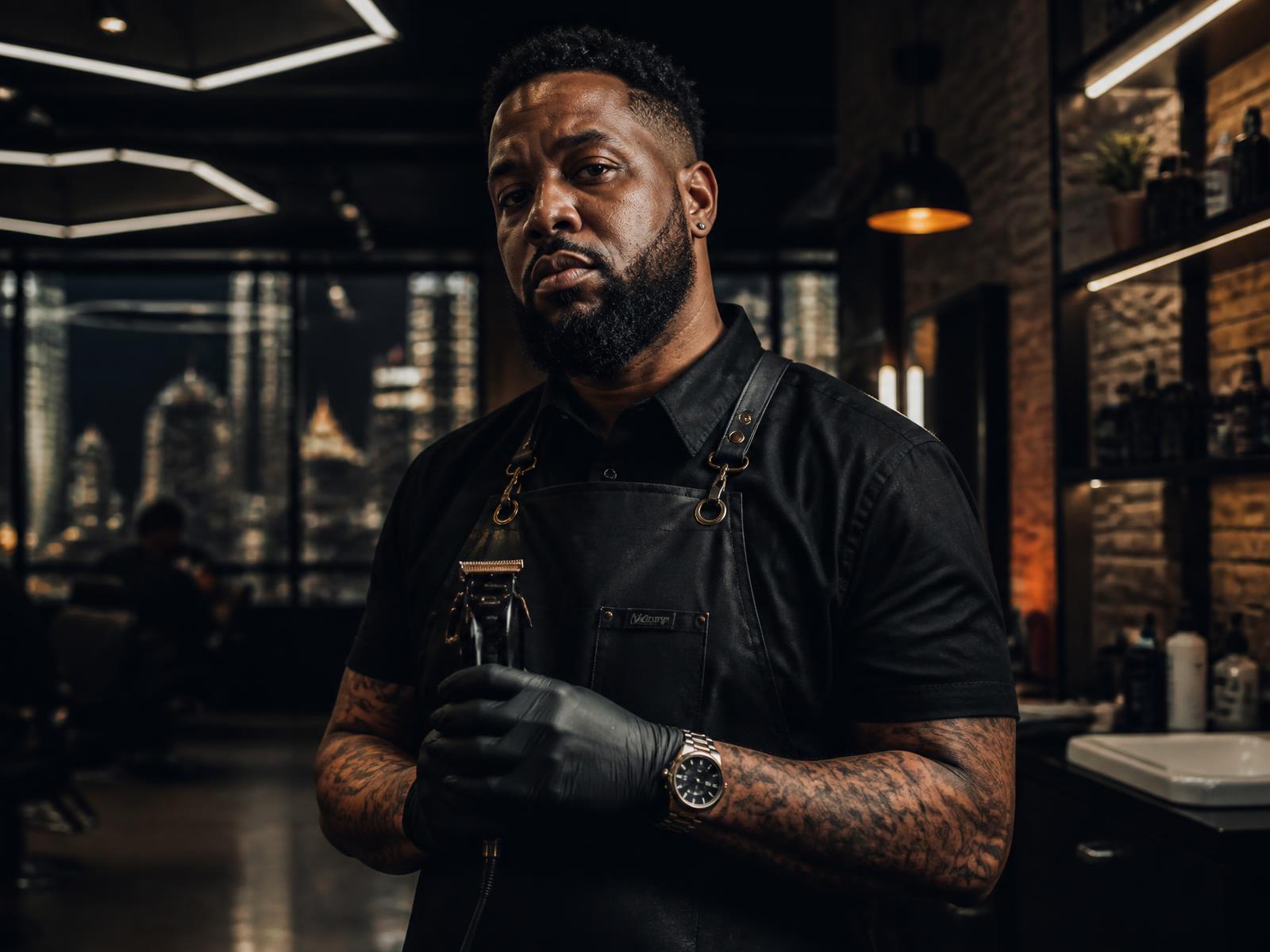 Orlando the barber at his Chicago shop